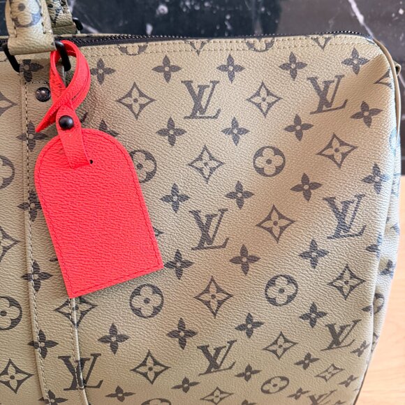 New Louis Vuitton Keepall Bandouliere 55 Khaki Green/Vermillion Red M23963 - Picture 6 of 16